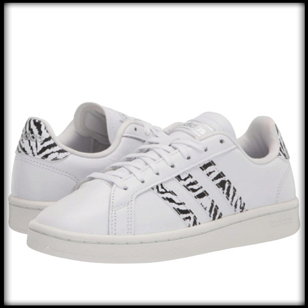 Adidas Grand Court White & Zebra Sneakers Size 5.5